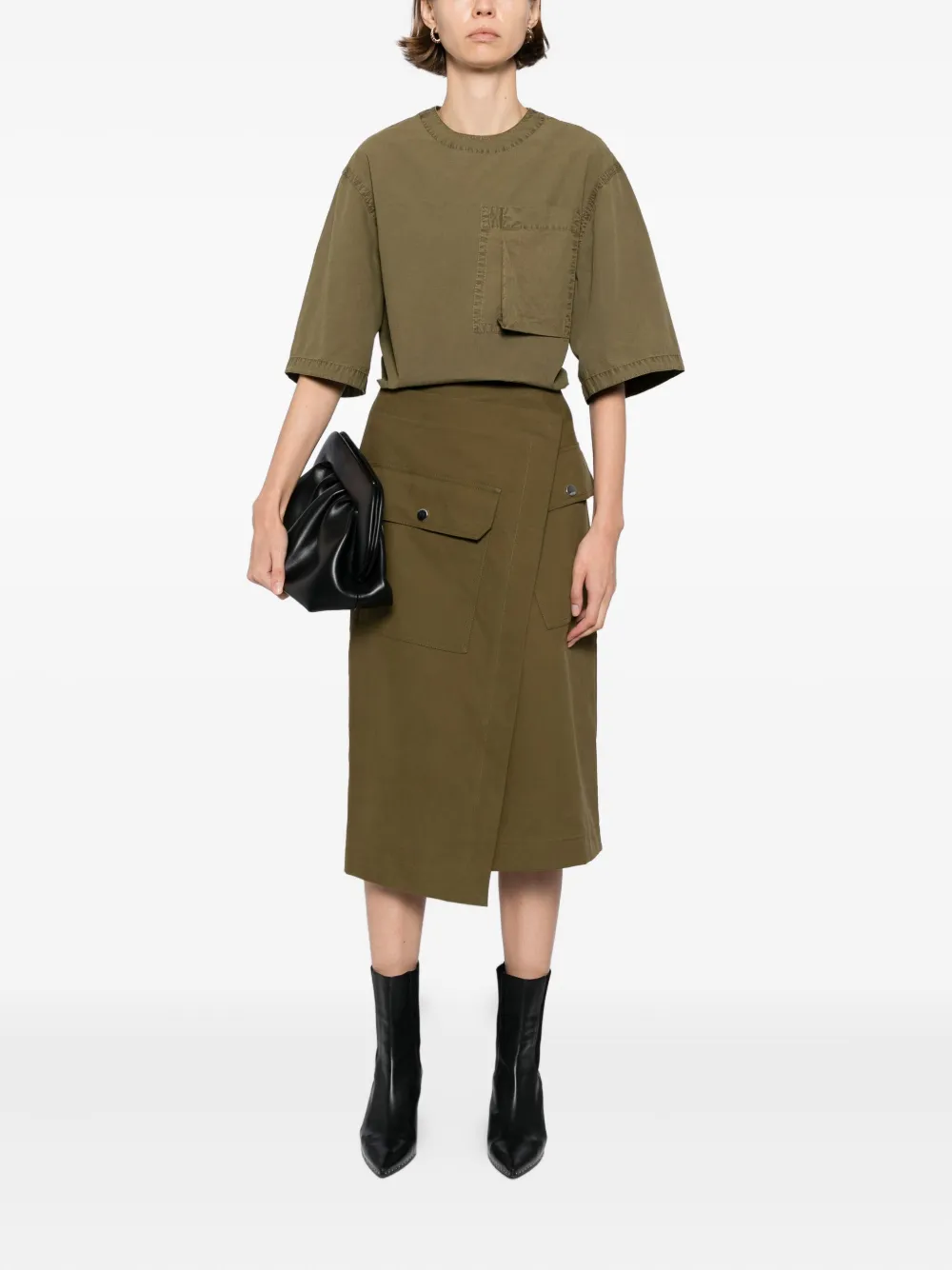 Co Collection Structured Wrap Skirt In Green