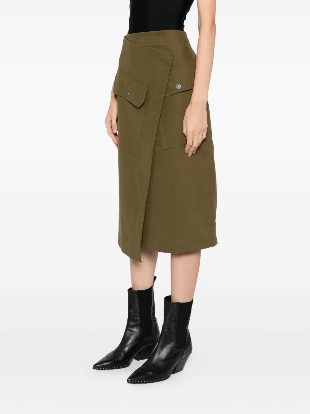 Co Collection Structured Wrap Skirt In Green