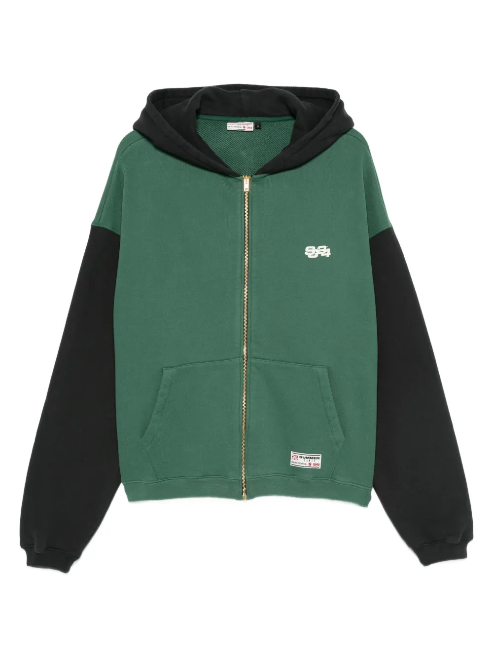 SUMMER GAMES two-tone zip-up hoodie | Green | Image 1
