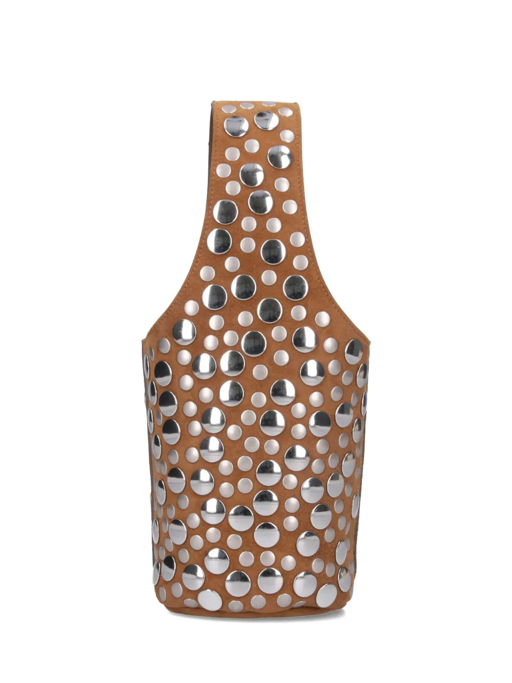 KHAITE Livia studded suede bucket bag Bruin
