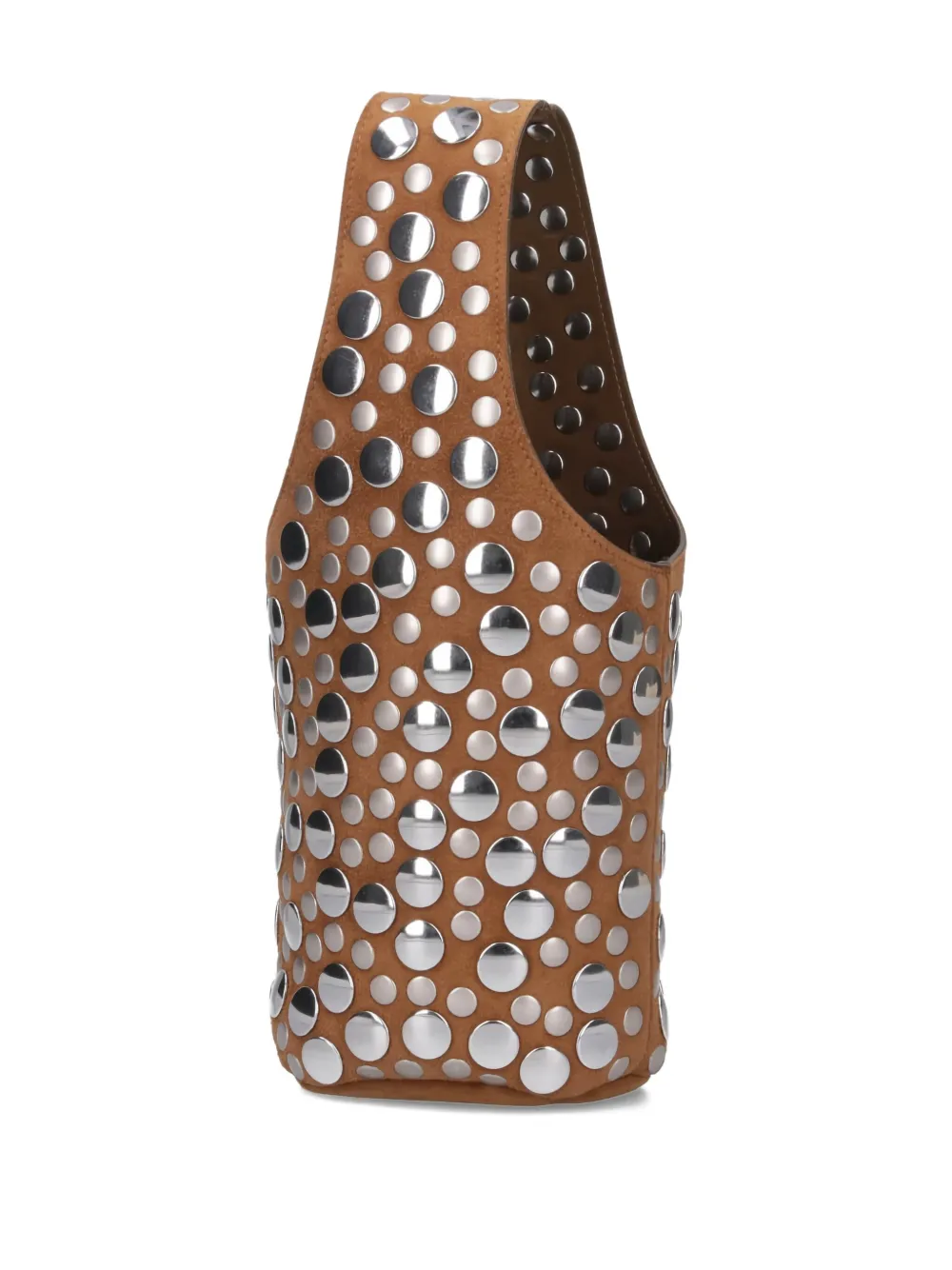 KHAITE Livia studded suede bucket bag Bruin