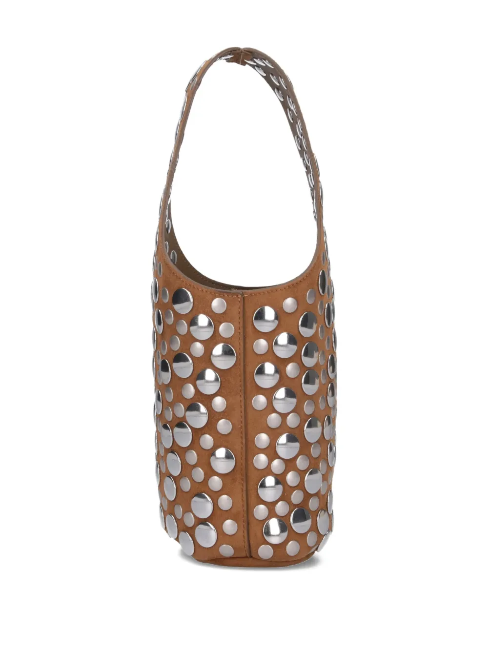 KHAITE Livia studded suede bucket bag Bruin