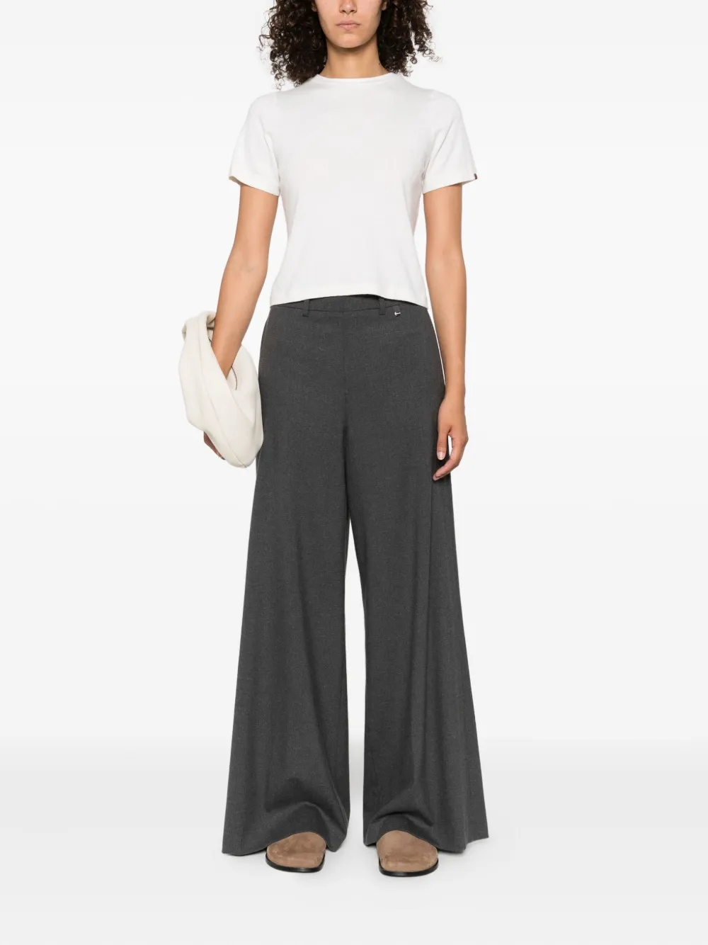 extreme cashmere crew-neck short-sleeve top Wit