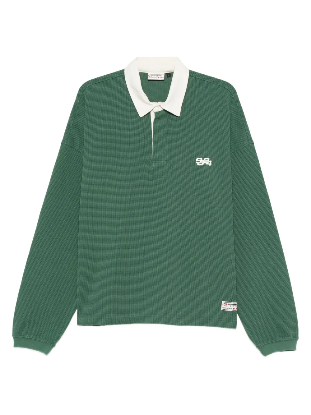 SUMMER GAMES waffle-textured long-sleeve polo shirt | Green | Image 1