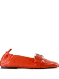 GANNI crocodile-effect buckle ballet flats - Orange