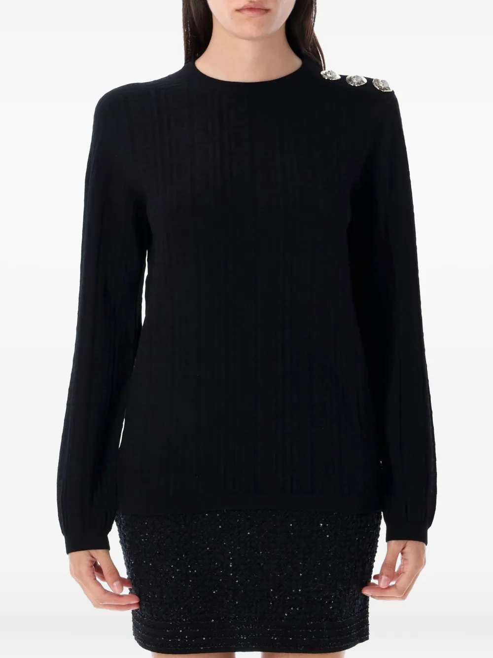 Balmain monogram button-embellished sweater - Schwarz