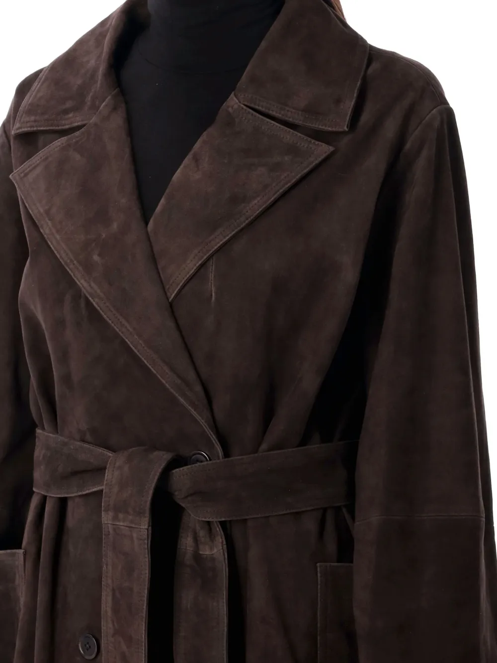 Rohe Belted Suede Coat In Brown