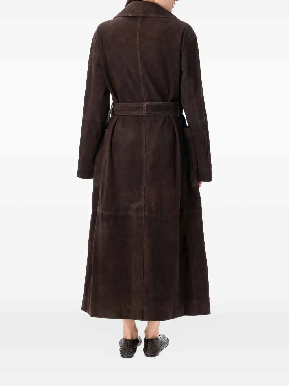 Rohe Belted Suede Coat In Brown