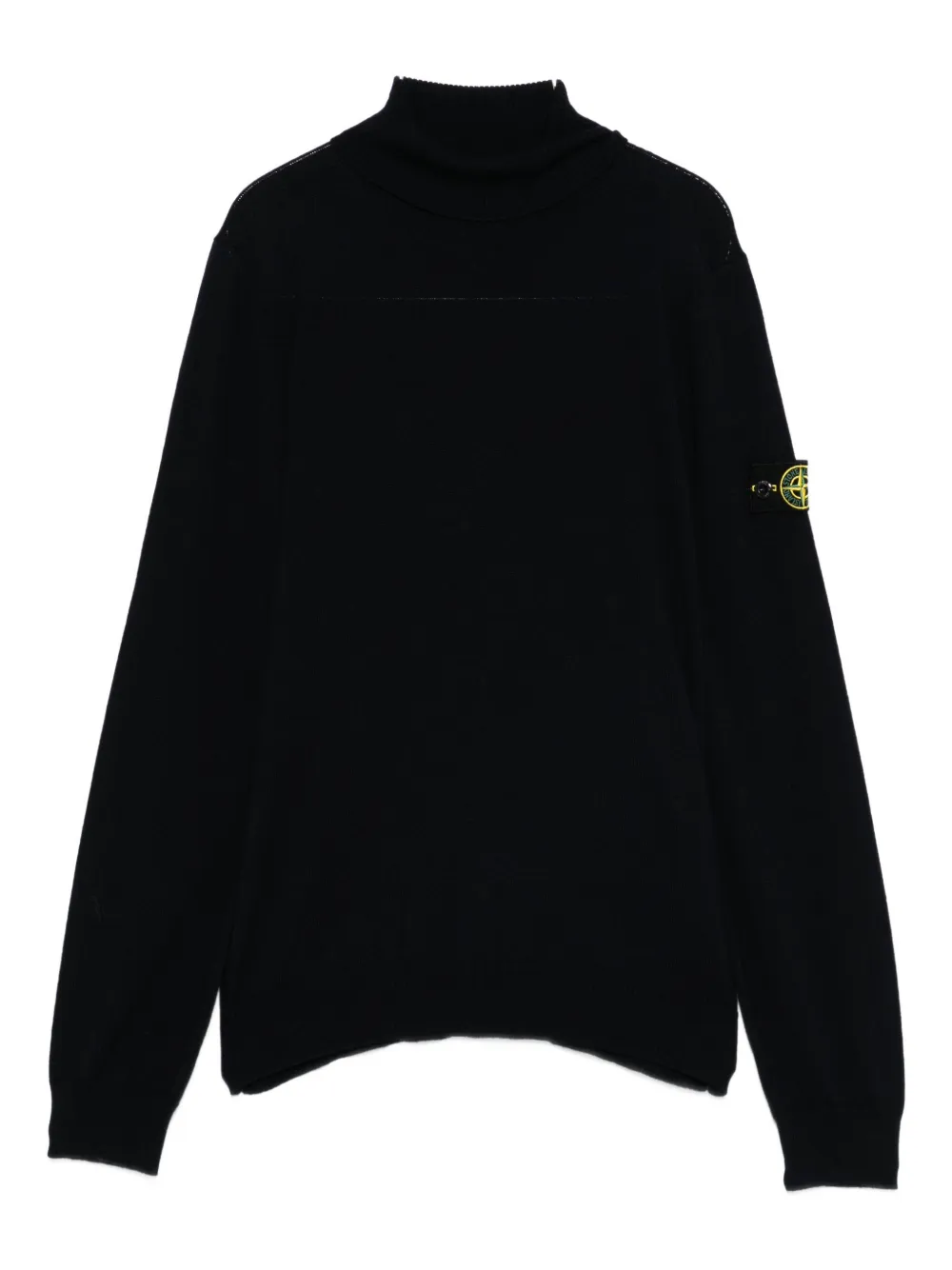 Stone Island Roll-neck Logo-patch Jumper In Black