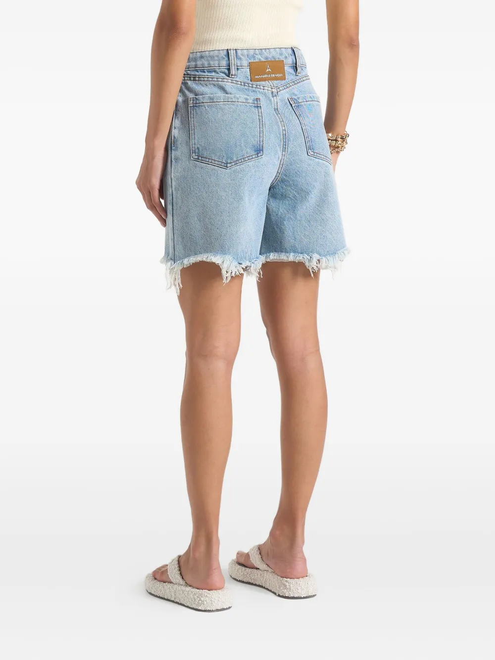 Manière De Voir Béau denim shorts met franje Blauw