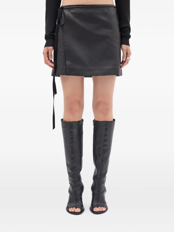 Ann Demeulemeester Jolien Leather Mini Skirt in Black