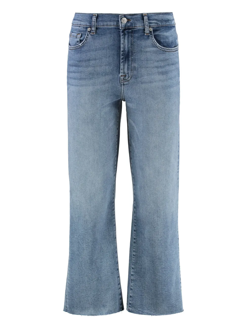 7 For All Mankind Alexa frayed-hem cropped bootcut jeans Blauw