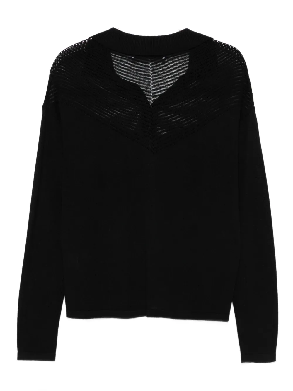 Proenza Schouler polo-collar ribbed top - Zwart