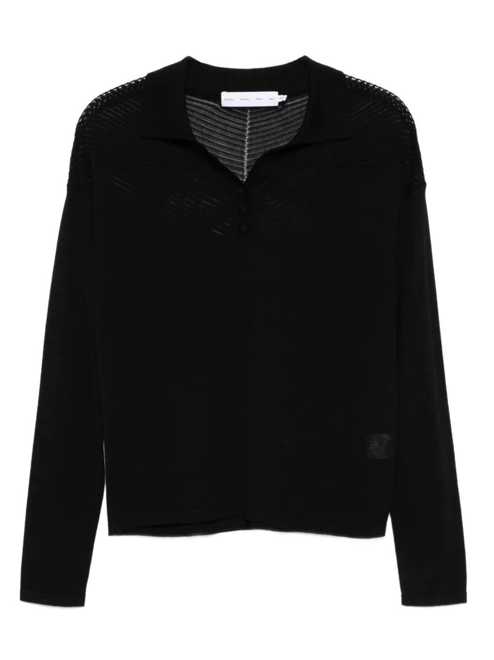 polo-collar ribbed top