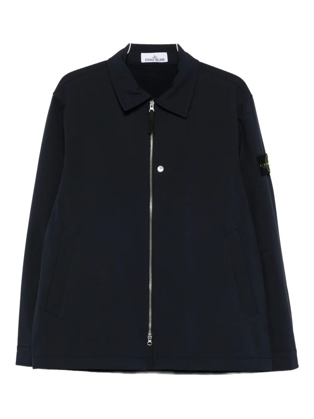 Stone Island Q100003 Soft Shell-R_e.dye zip-front patch-pocket jacket Blauw