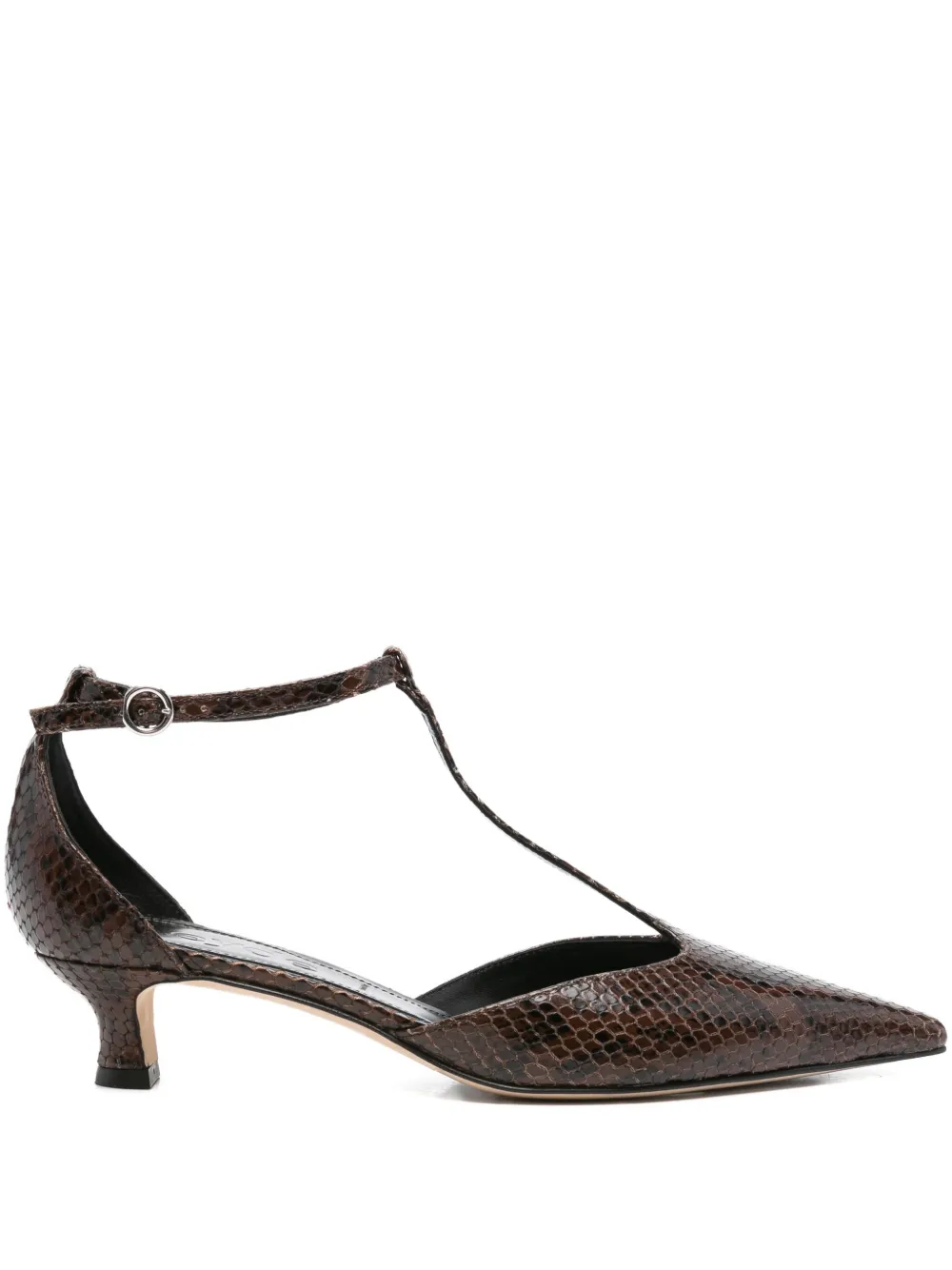 Aeyde 30mm snakeskin leather pump Brown