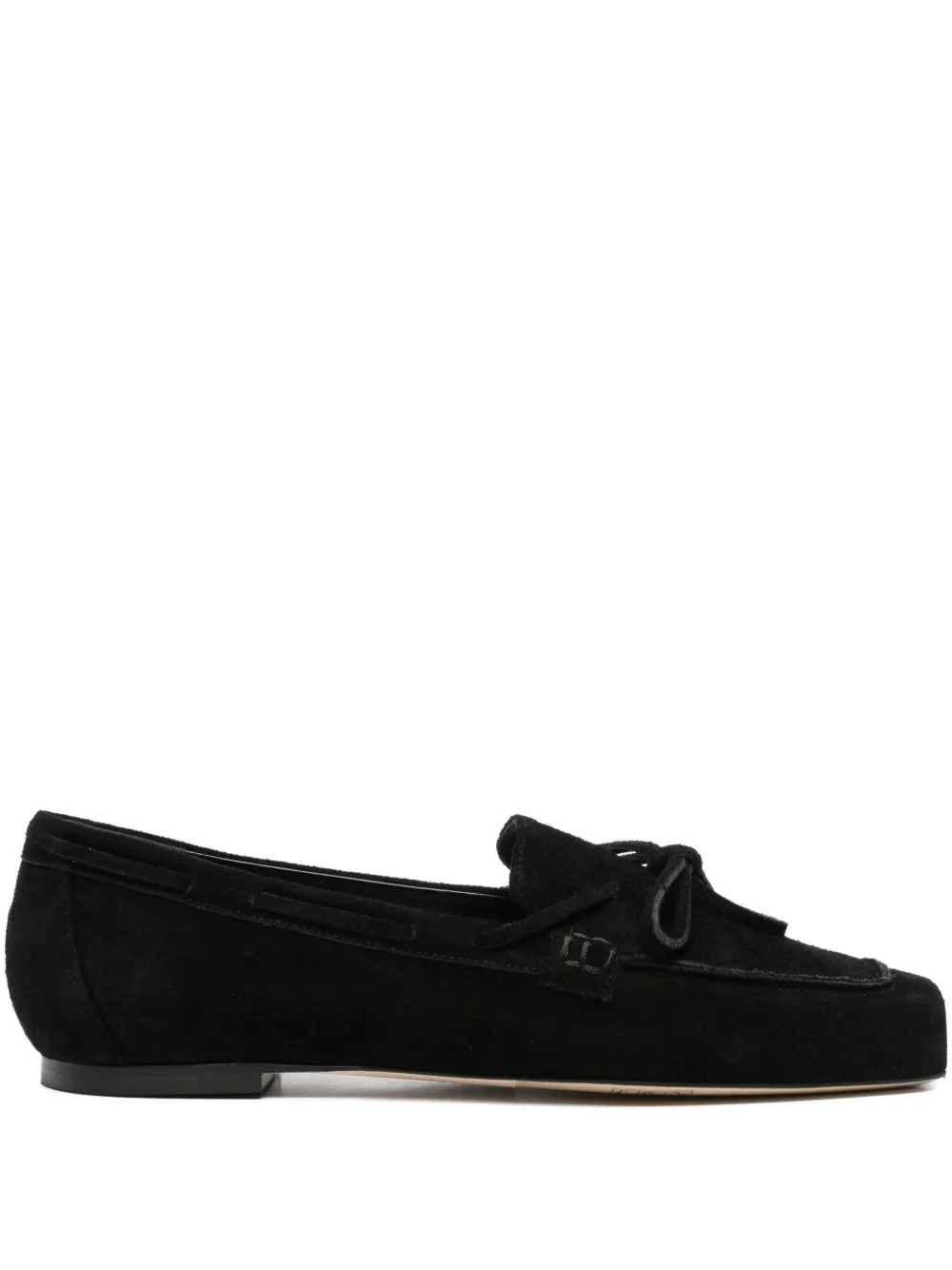 Aeyde bow-detail suede loafers Black