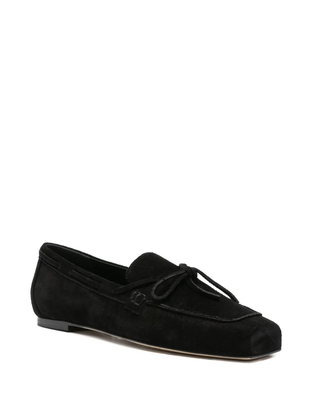 Aeyde bow-detail suede loafers Black