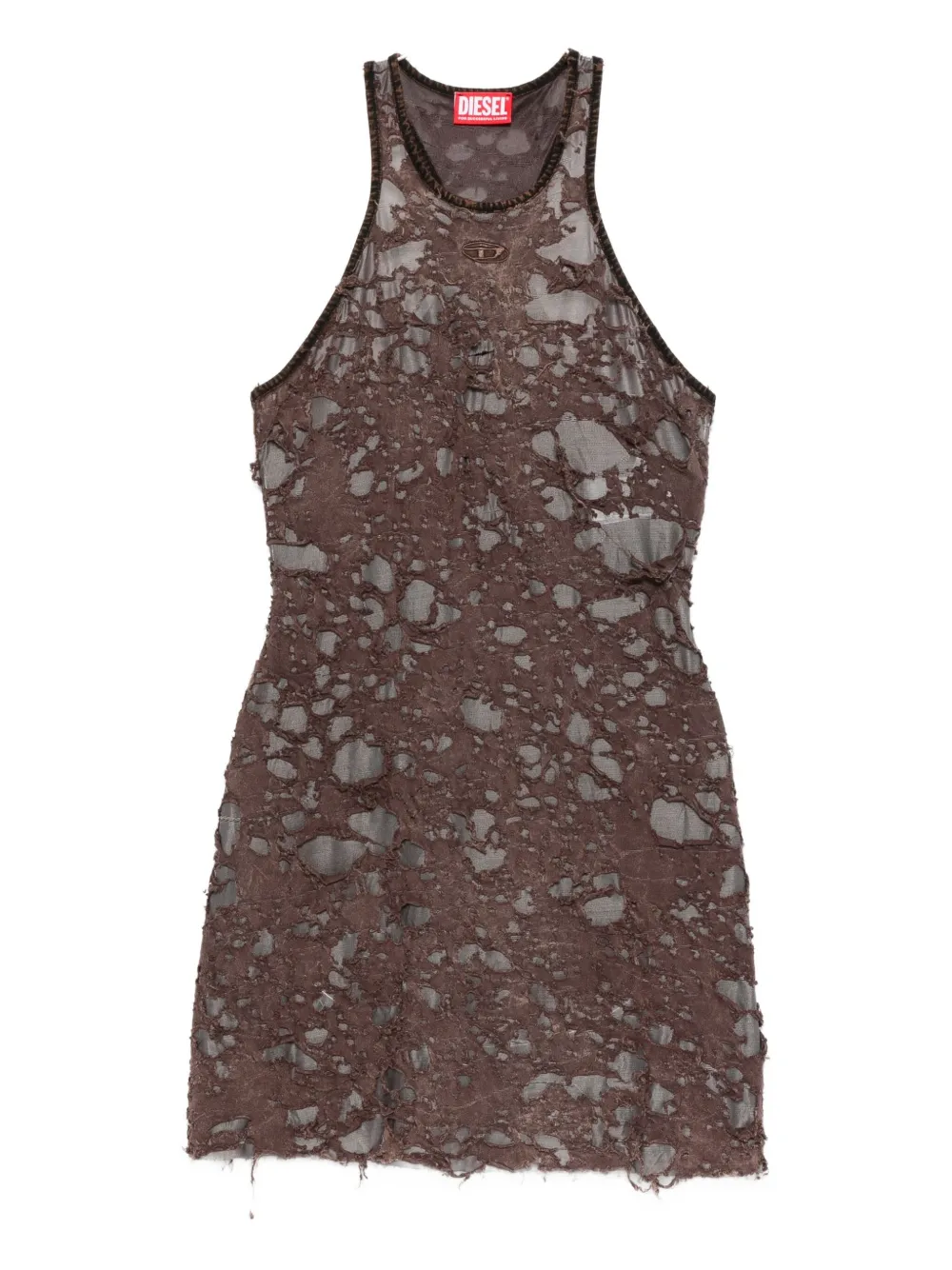 Diesel Dress In Destroyed Jersey In Brown