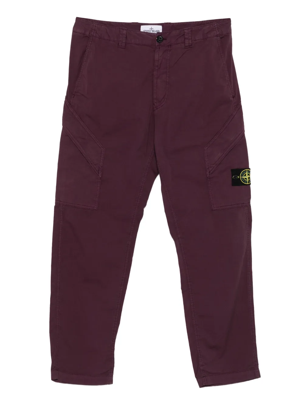 Stone Island 3100003 Supima katoenen cargo broek met opgestikte zak Paars