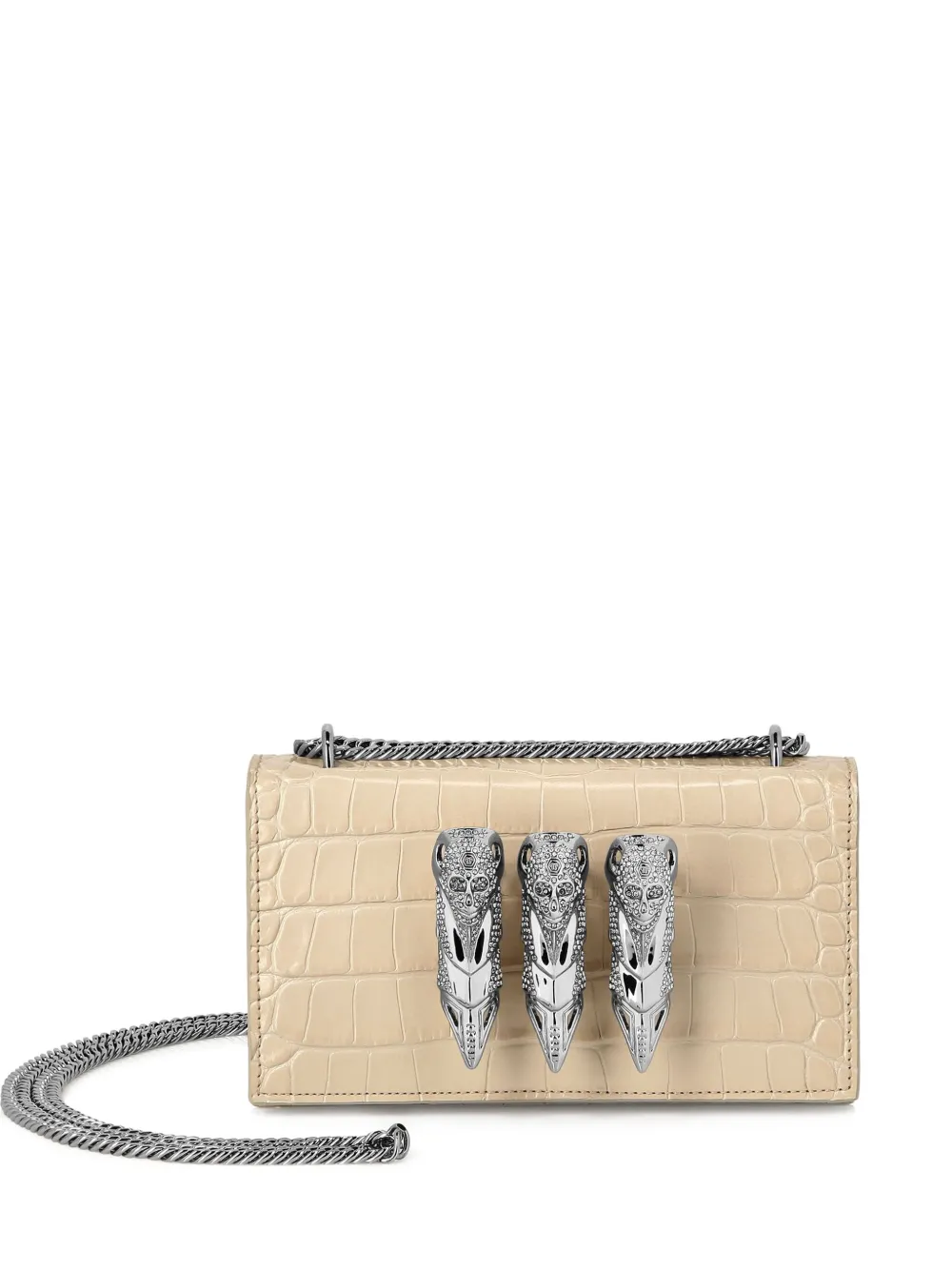 Philipp Plein crocodile-print claw clutch | Neutrals | Image 1