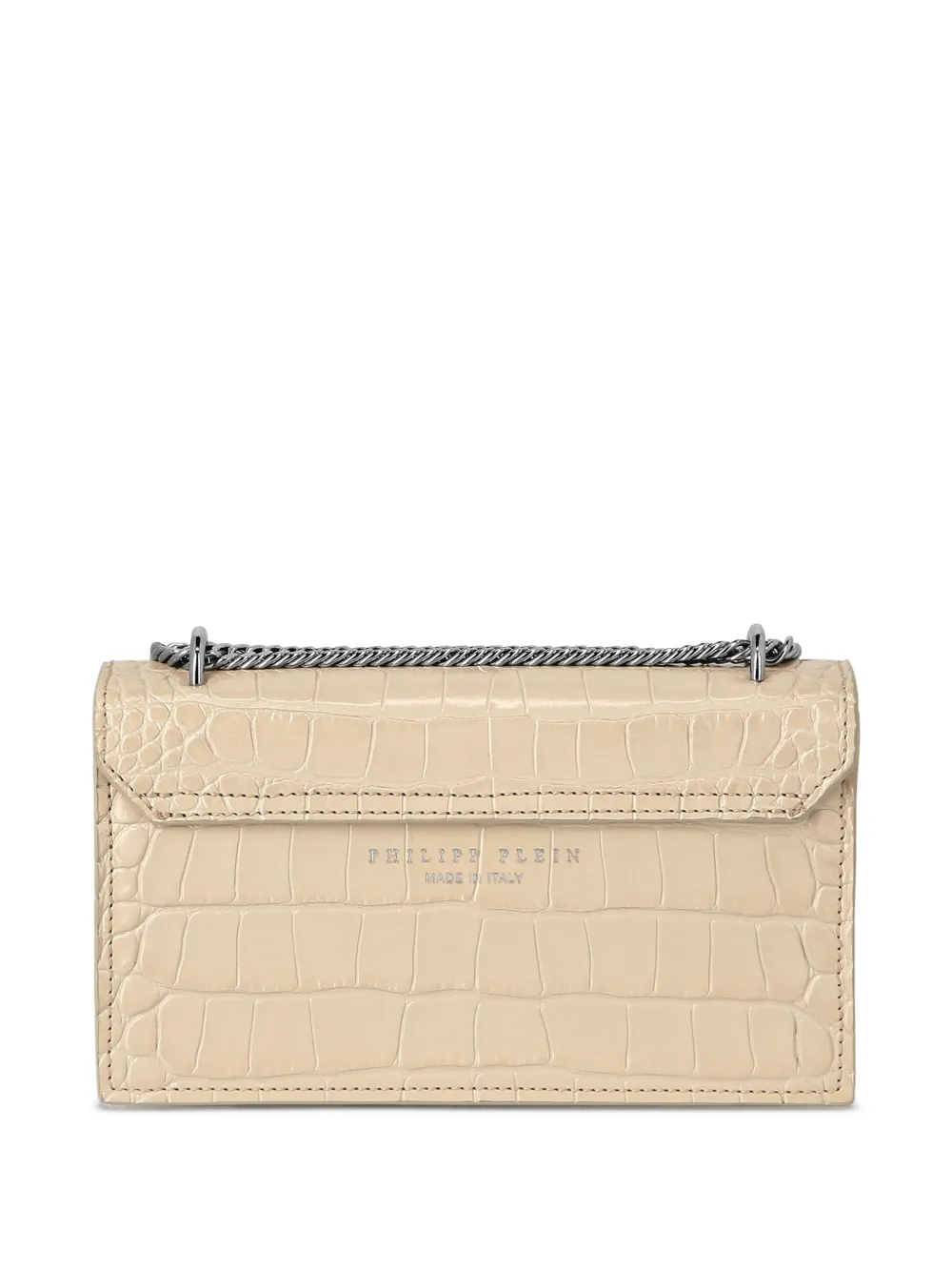Philipp Plein Crocodile-print Claw Clutch In Neutral