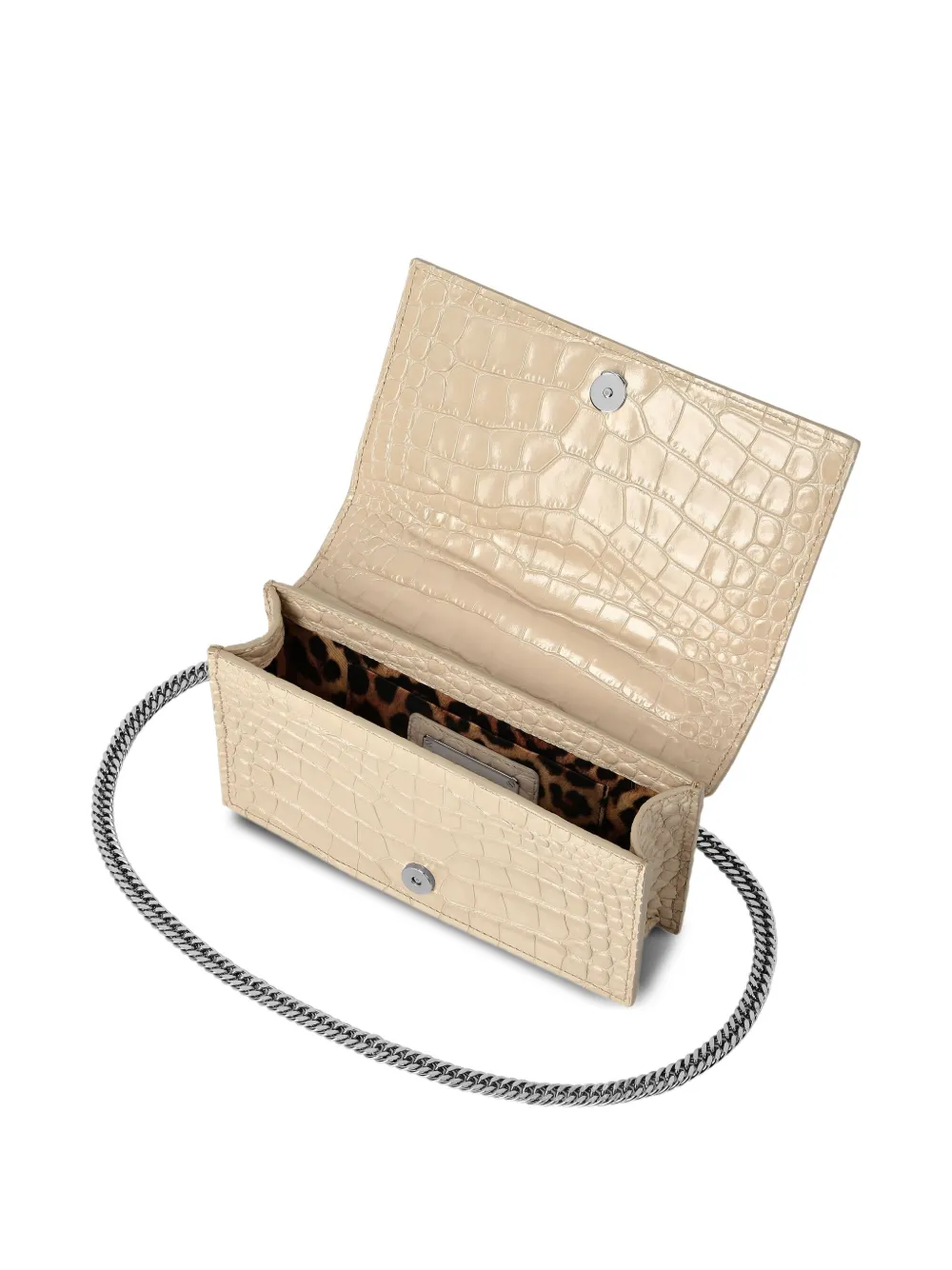 Philipp Plein Crocodile-print Claw Clutch In Neutral