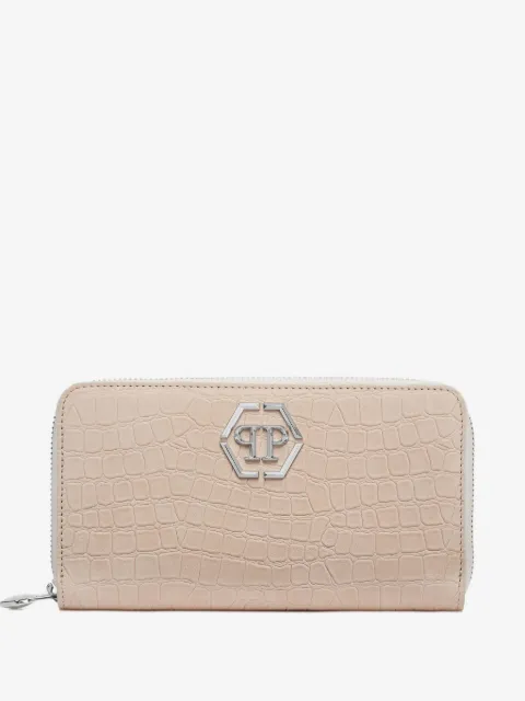 Philipp Plein nubuck rounded zip wallet