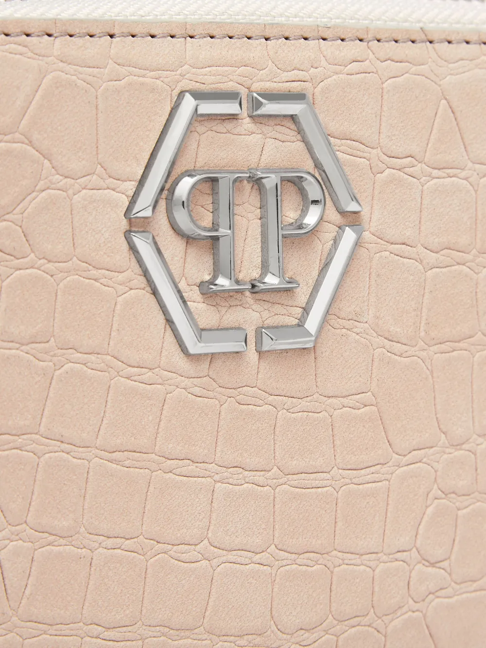 Philipp Plein Crocodile-effect Zip-around Wallet In Neutral