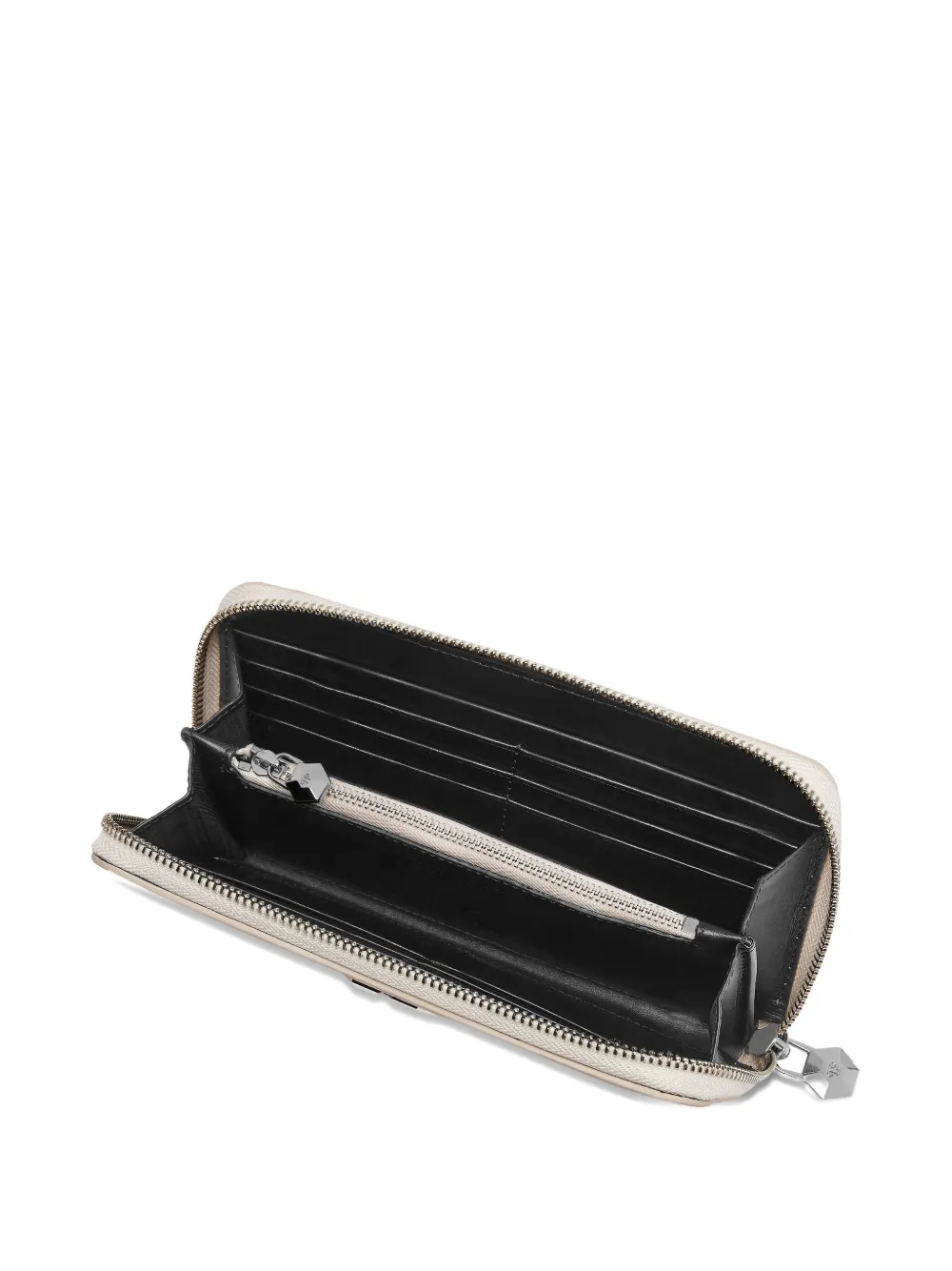 Philipp Plein Crocodile-effect Zip-around Wallet In Neutral
