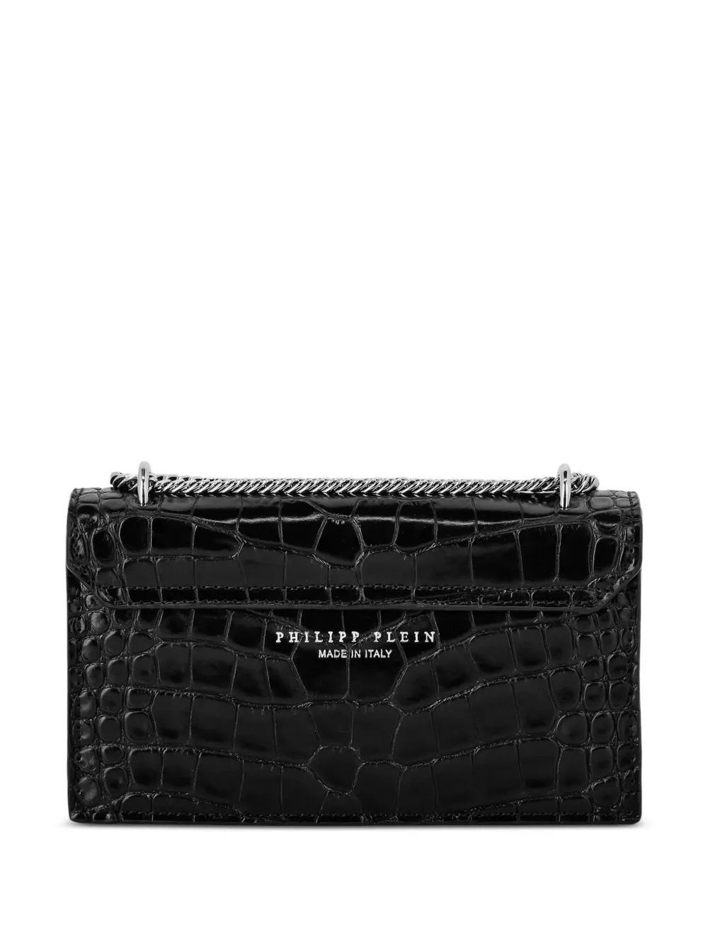 Philipp Plein Crocodile-print Claw Clutch In Black