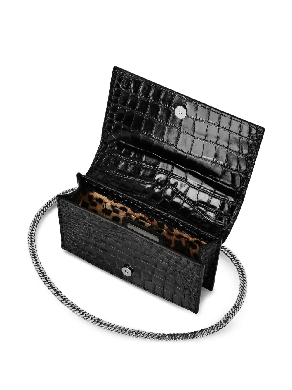 Philipp Plein Crocodile-print Claw Clutch In Black