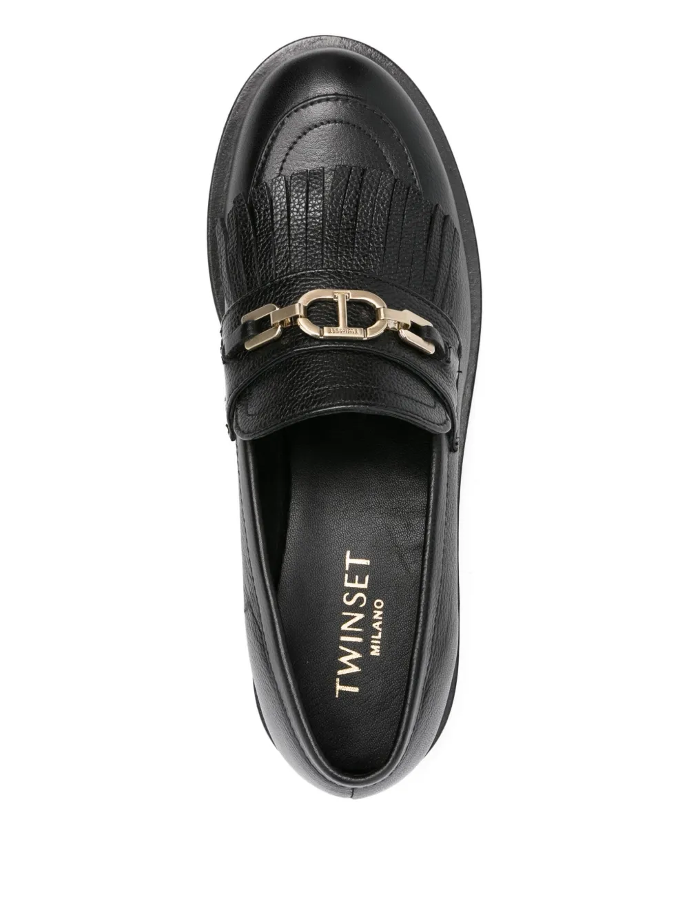 TWINSET logo-chain tassel loafers Black
