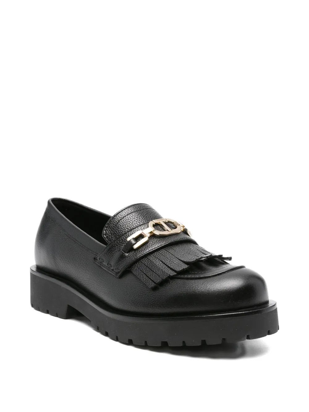 TWINSET logo-chain tassel loafers Black