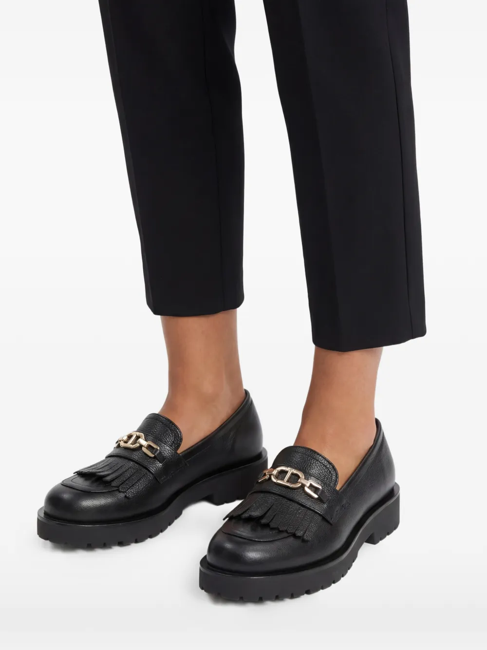 TWINSET Loafers met kwastje en logoketting Zwart