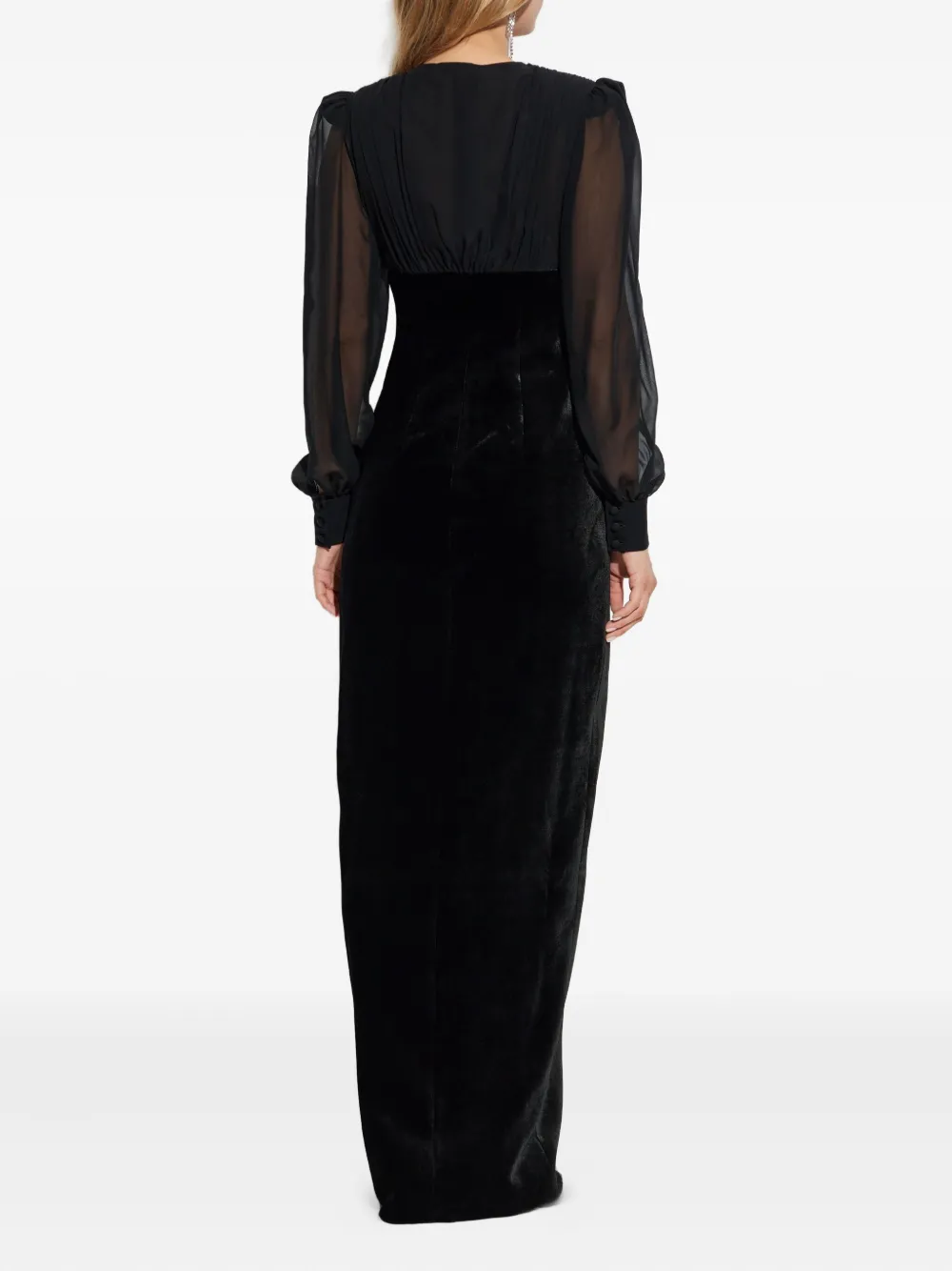 Alessandra Rich Jewel-button Velvet Dress In Black