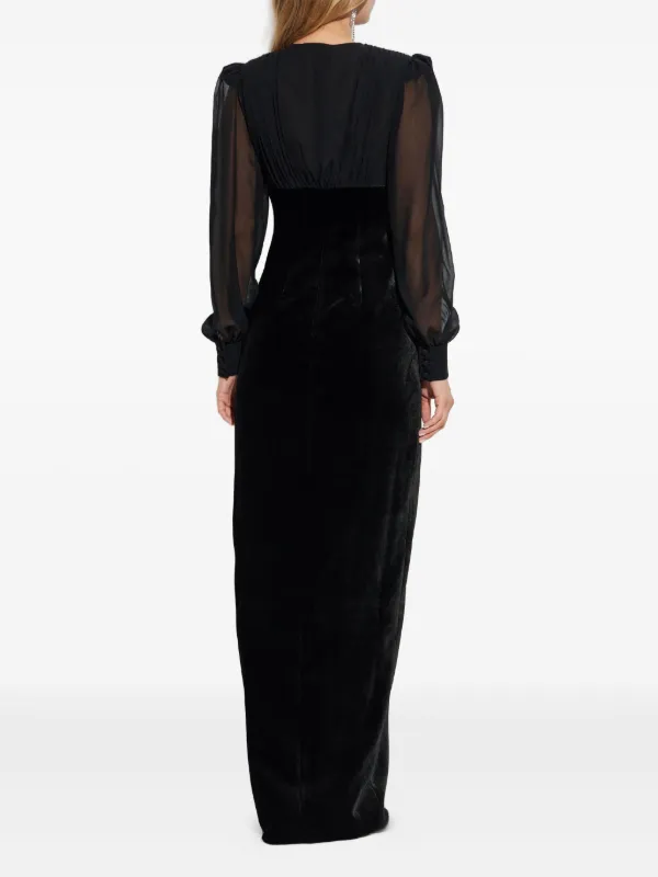ワンピース ALESSANDRA RICH Velvet Dresses Lace-trimmed velvet maxi dress in black - Alessandra Rich