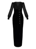 Alessandra Rich jewel-button velvet dress - Black