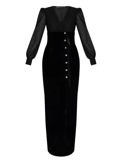 Alessandra Rich jewel-button velvet dress