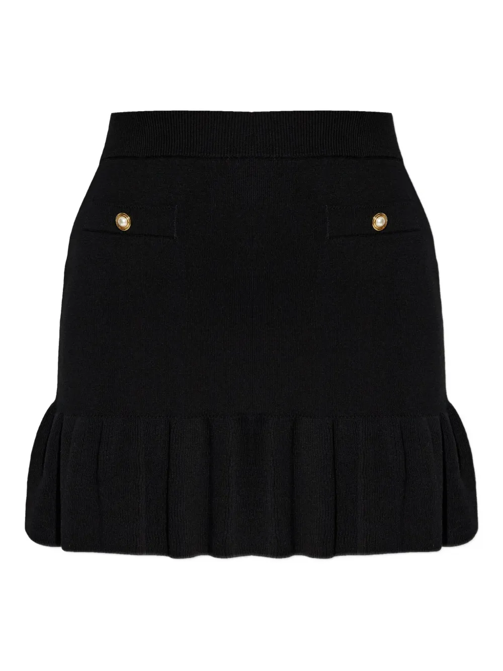 Alessandra Rich pearl-embellished ruffled skirt Zwart