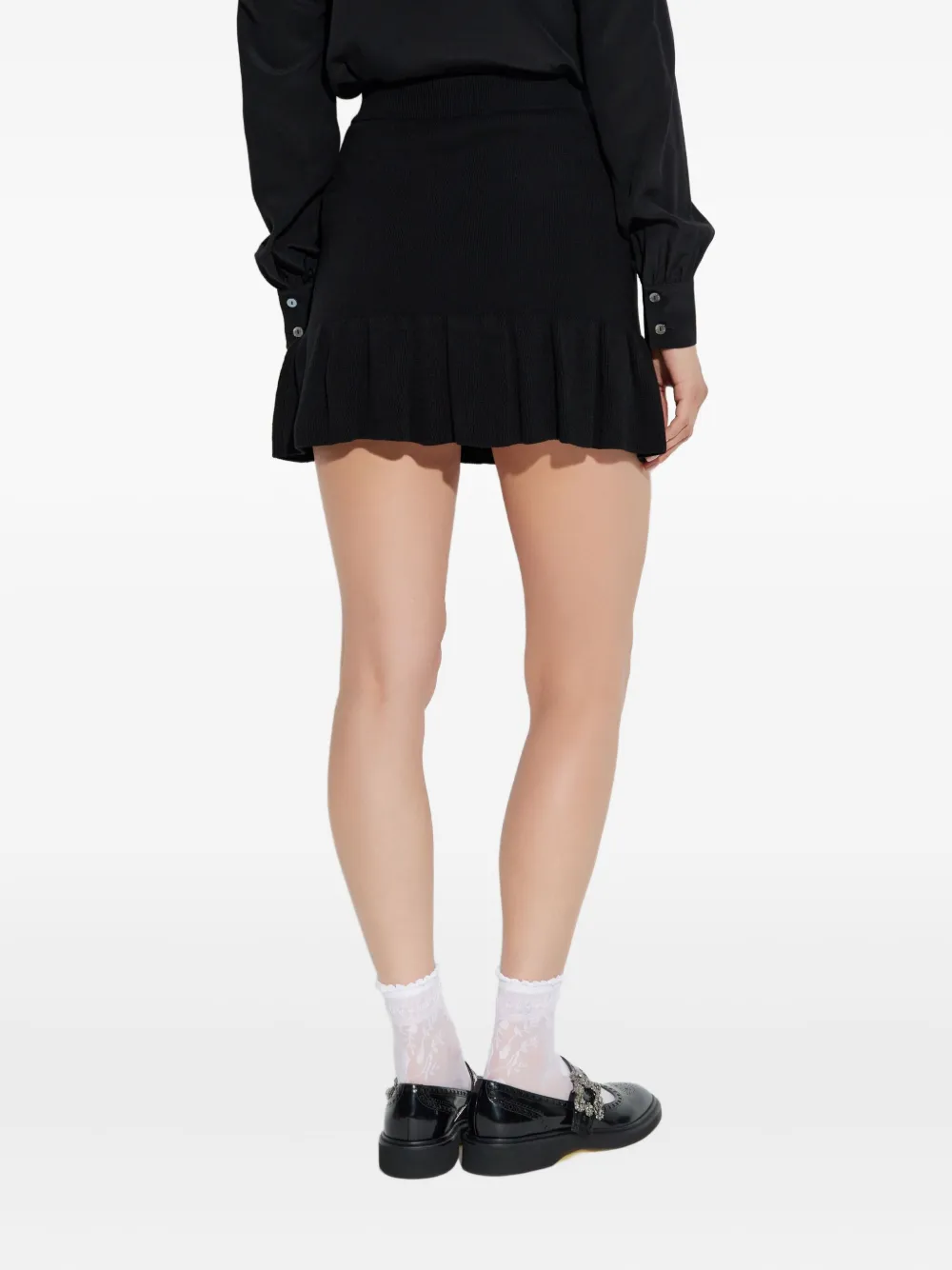 Alessandra Rich pearl-embellished ruffled skirt Zwart