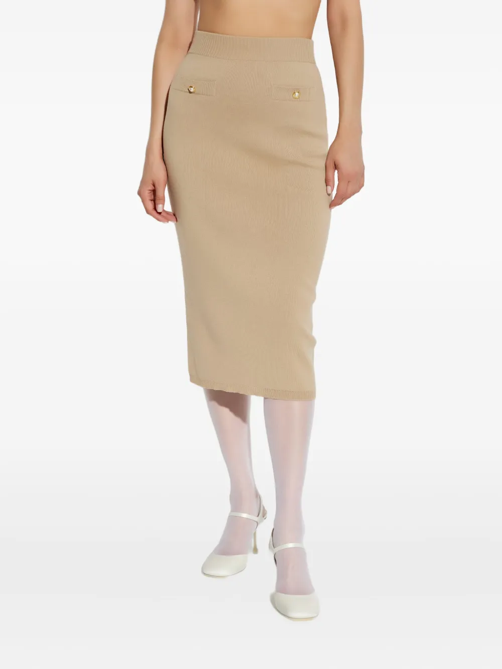 Alessandra Rich button-detailed knit skirt Beige