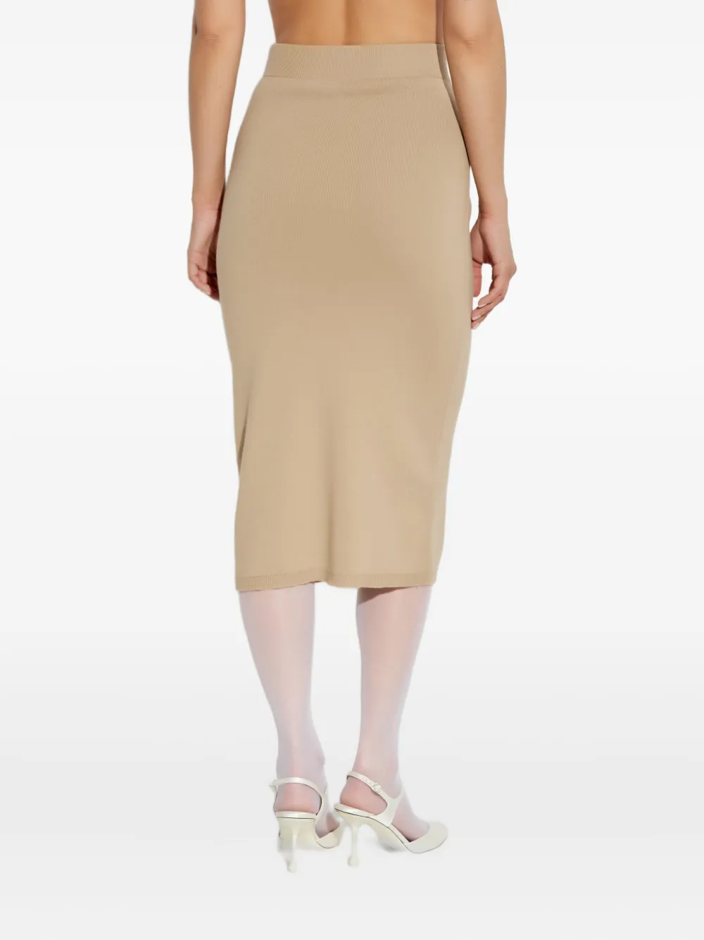 Alessandra Rich button-detailed knit skirt Beige