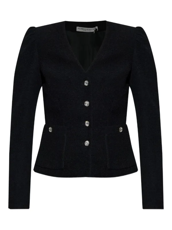 Alessandra Rich V-neck Fitted Jacket in Black