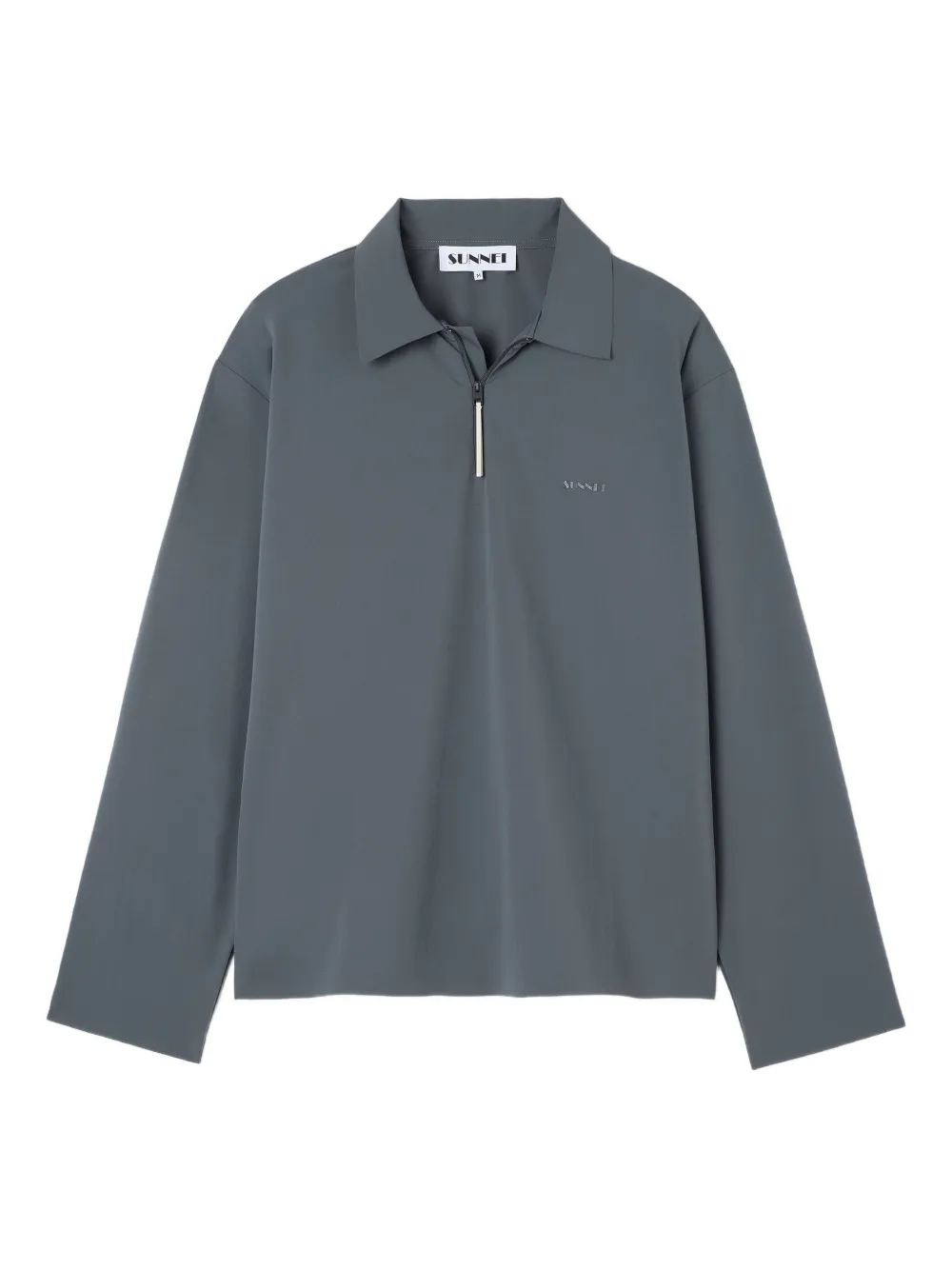 Sunnei zip-neck long-sleeve polo shirt - Grau