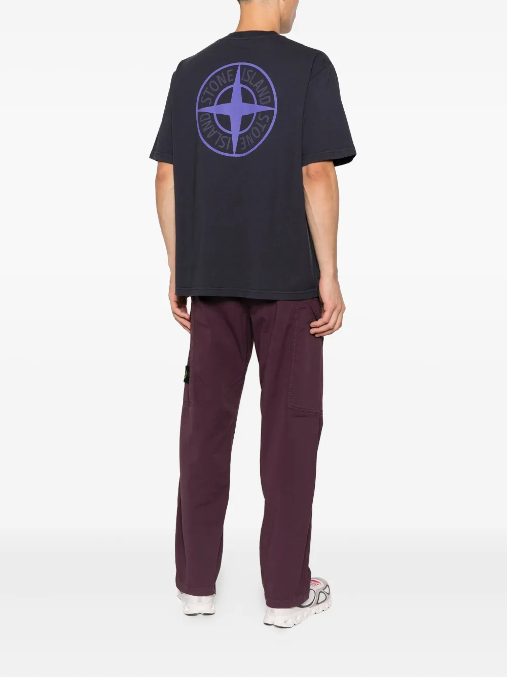 Stone Island 2100037 Combed cotton logo-plaque T-shirt Blauw