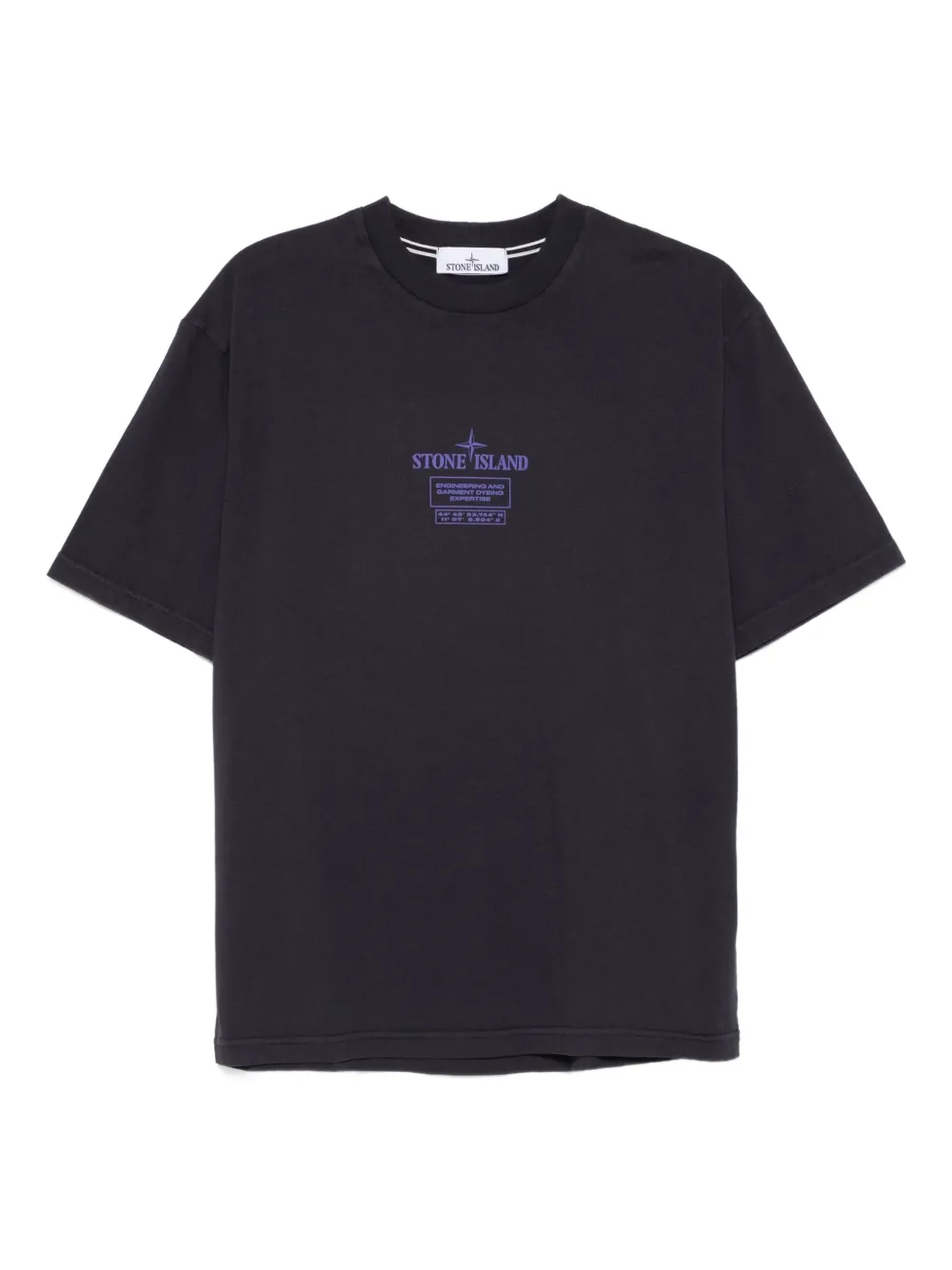 Stone Island 2100037 Combed cotton logo-plaque T-shirt Blauw