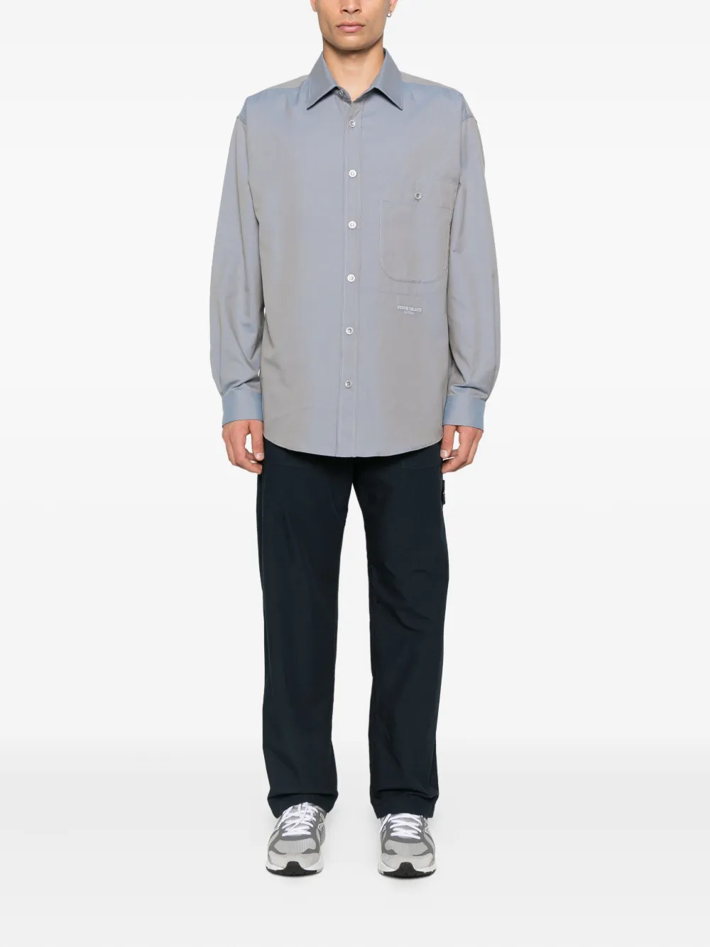 Stone Island 1100003 patch-pocket button-down shirt Blauw