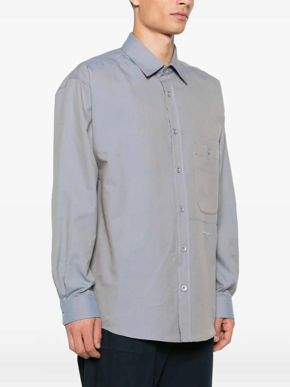 Stone Island 1100003 patch-pocket button-down shirt Blauw