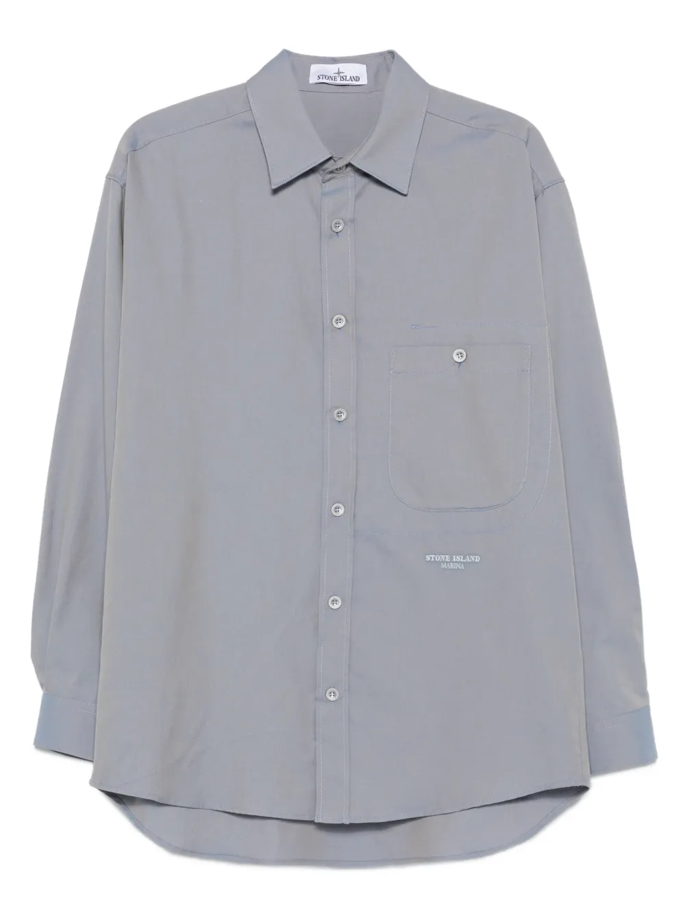Stone Island 1100003 patch-pocket button-down shirt Blauw